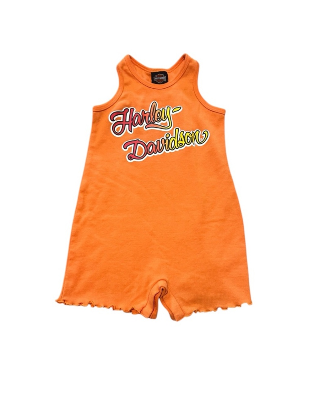 Harley-Davidson Orange Sleeveless Romper Motorcycle Logo 2/3T Round Neck